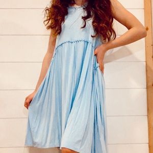 blue flowy dress